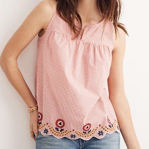 Madewell Embroidered Gingham Tank